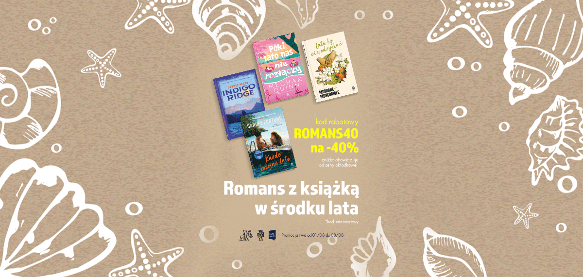 Romans z książką w środku lata promo mobile